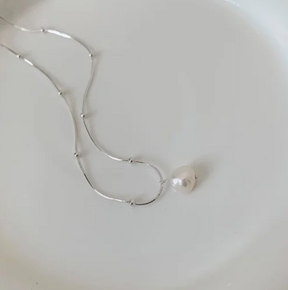 EJ Imitation Pearl Copper Silver Plated Casual Solid Color Necklace