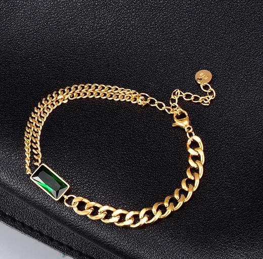 EJ Quadrilateral Circle Geometric Copper Electroplating Bracelet