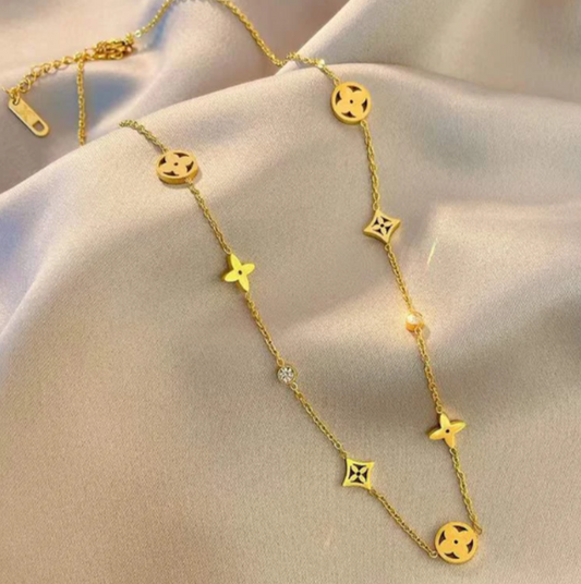 EJ Geometric Titanium Steel 18k Gold Plated Necklaces