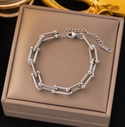 EJ Stainlless Steel Casual Minimalist Plating Chain Solid Color Bracelets  Necklace
