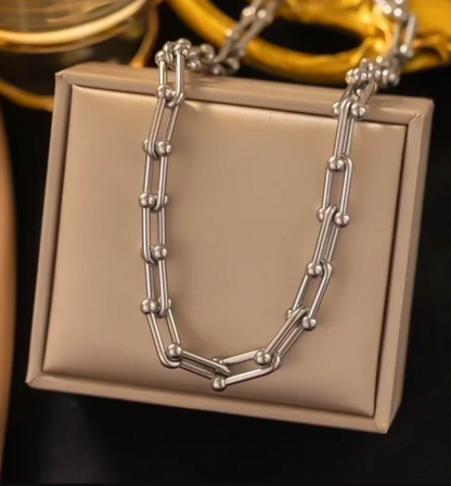 EJ Stainlless Steel Casual Minimalist Plating Chain Solid Color Bracelets  Necklace