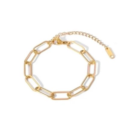 EJ Stainless Steel 18k Gold Plated  Solid Color Bracelets Necklace