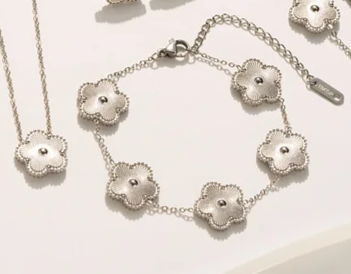 EJ  Snowflake Flower Titanium Steel 18k Gold Plated Necklaces / Bracelet