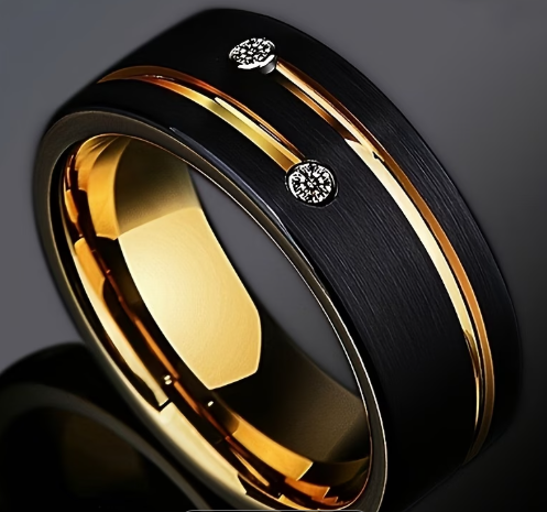 Anillo de Acero Inoxidable de 8 mm de Ancho, Clásico y de Moda, para Hombres