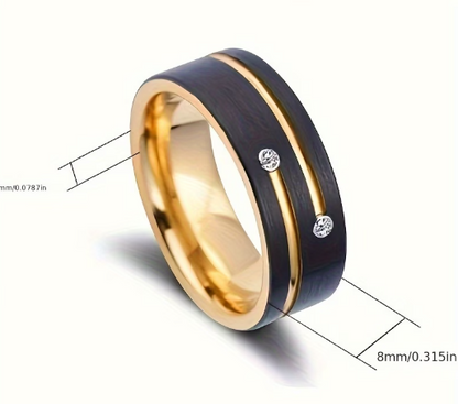 Anillo de Acero Inoxidable de 8 mm de Ancho, Clásico y de Moda, para Hombres