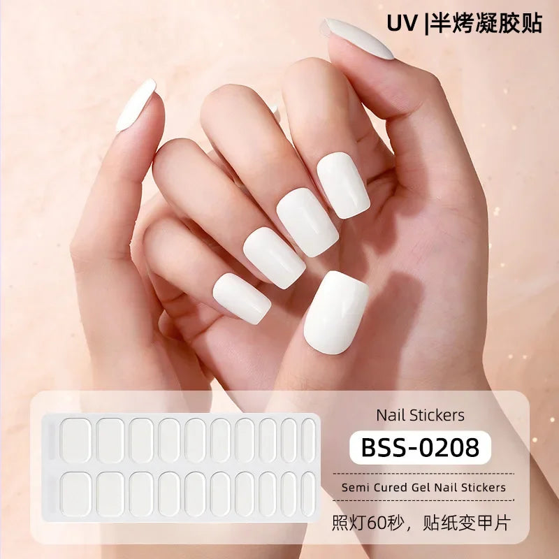 Strips Semi-cured Gel Nail Stickers Waterproof