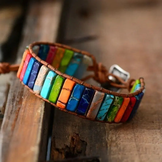 New Ethnic Style Multicolor Natural Gem Leather Bracelets