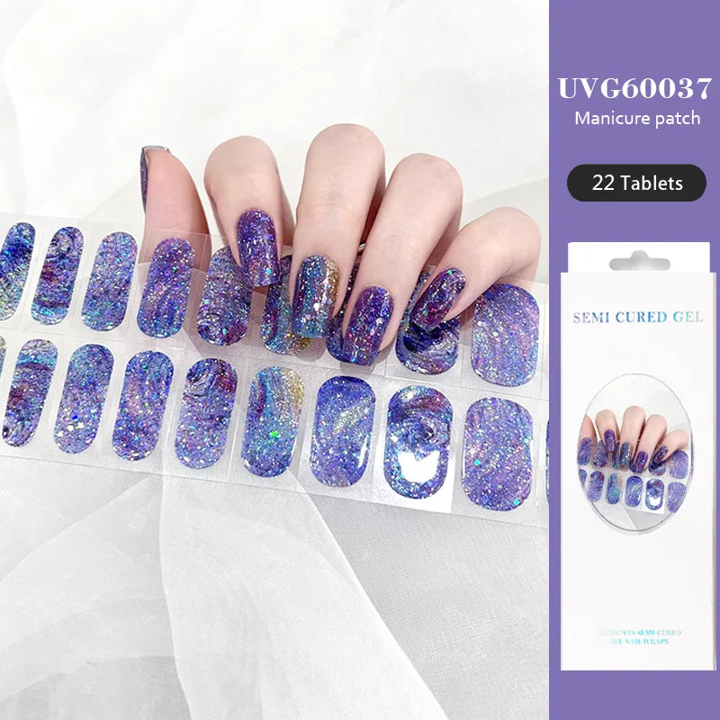 Strips Semi-cured Gel Nail Stickers Waterproof