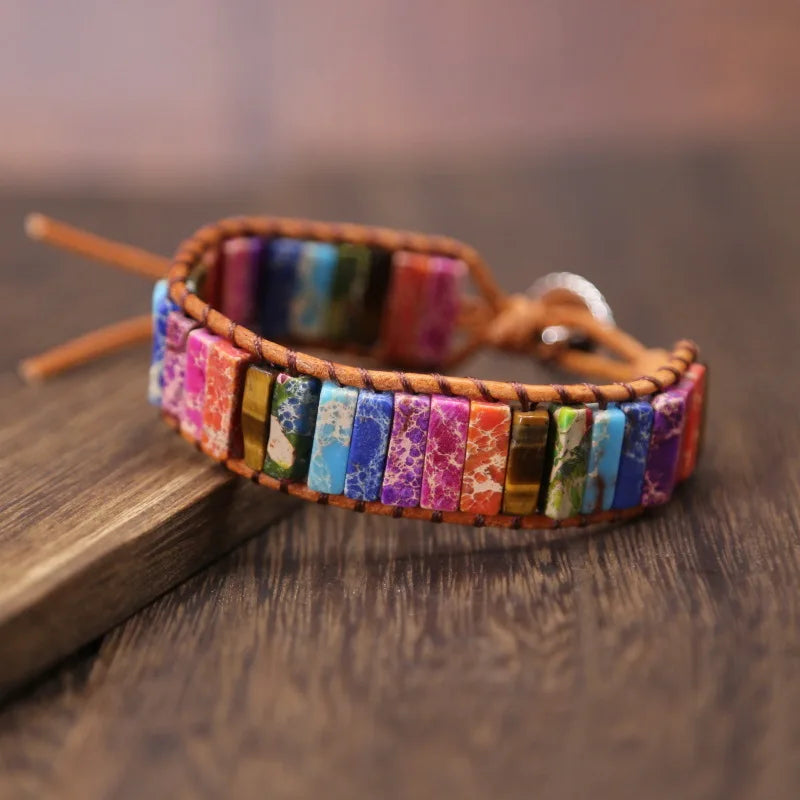 New Ethnic Style Multicolor Natural Gem Leather Bracelets