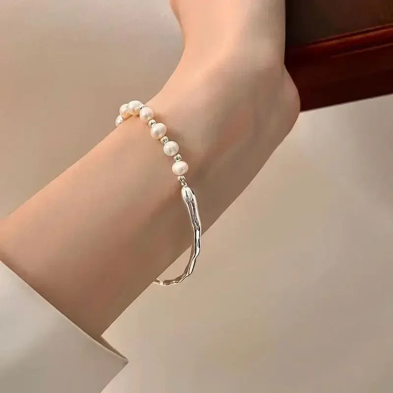 Luxury 925 Sterling Silver Knots Pearl Bracelet