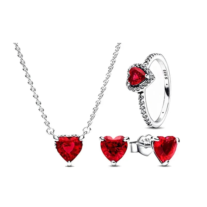 Exquisite 925 sterling silver  necklace rings earrings  luxury set