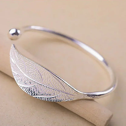 Cuff Bracelet Open Leaf Shaped Adjustable
