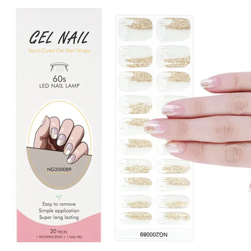 Strips Semi-cured Gel Nail Stickers Waterproof