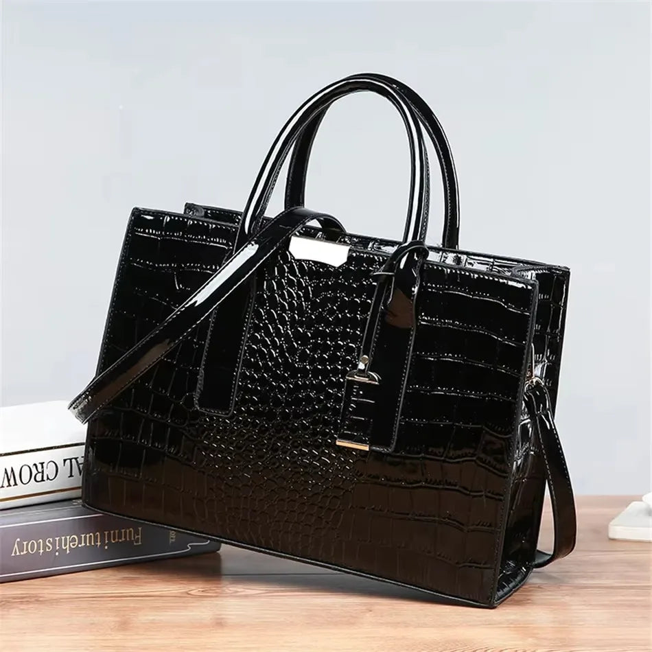 Luxury Handbag Fashion Print Large Capacity Soft Leather