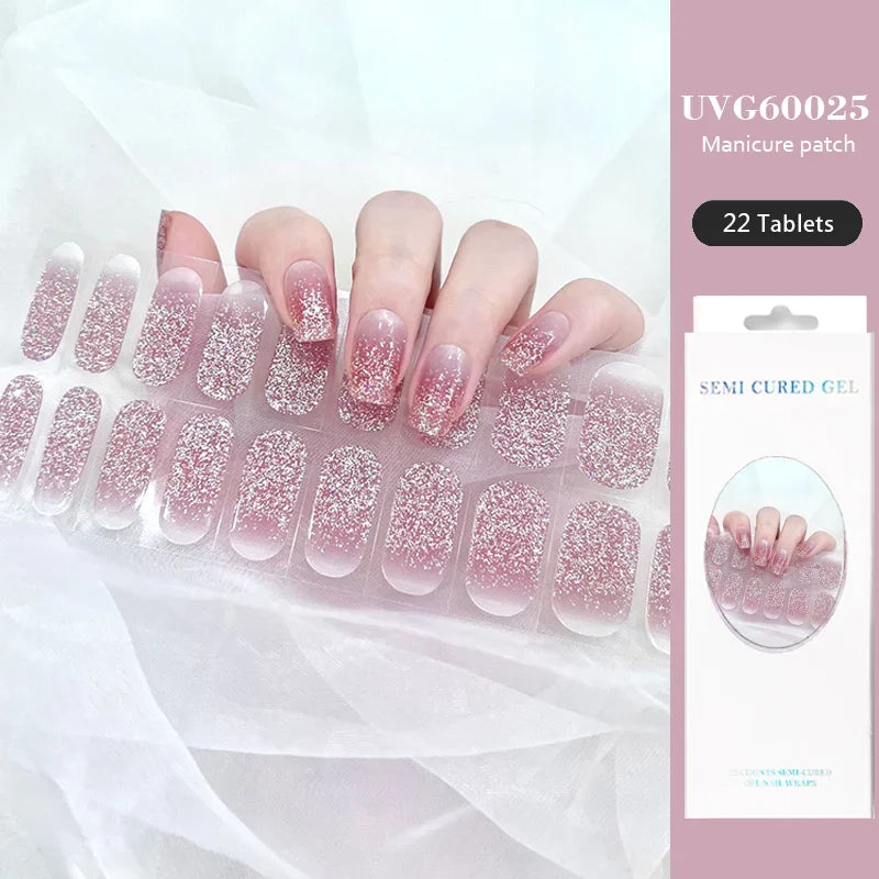 Strips Semi-cured Gel Nail Stickers Waterproof