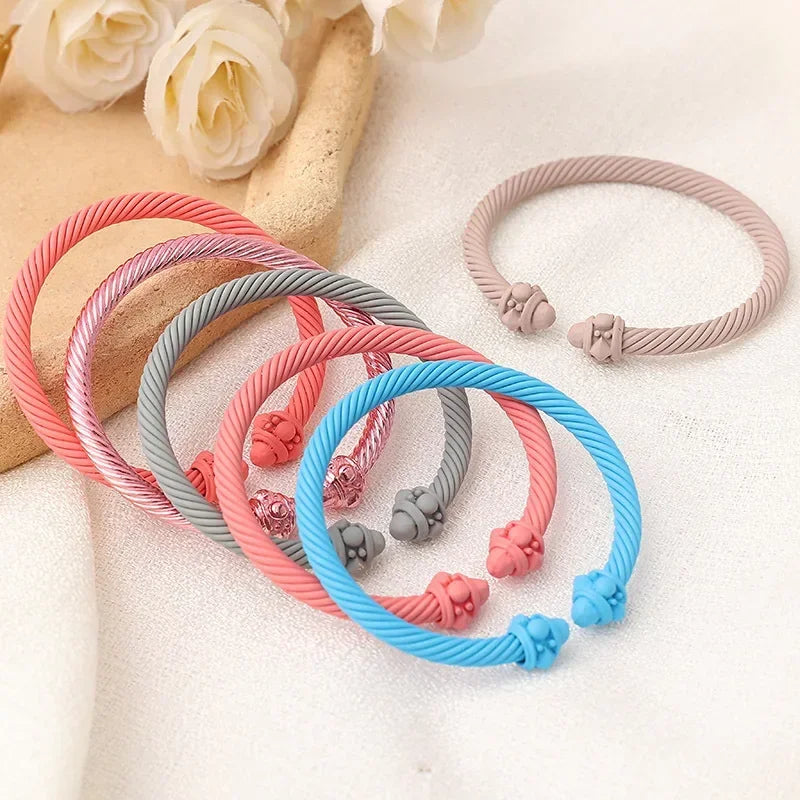 Stainless Steel Matte Paint Macaron Color Matching Fashion Open Bracelet