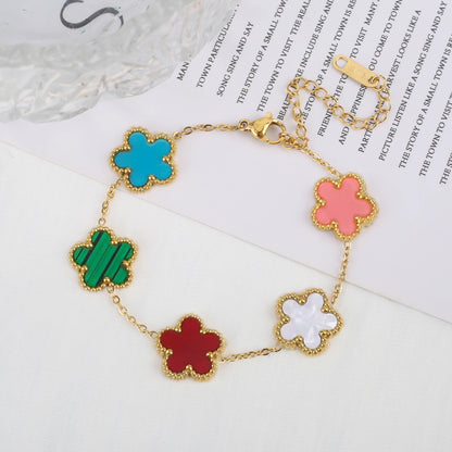 EJ  Luxury Stainless Steel Flower Chain  Bracelet
