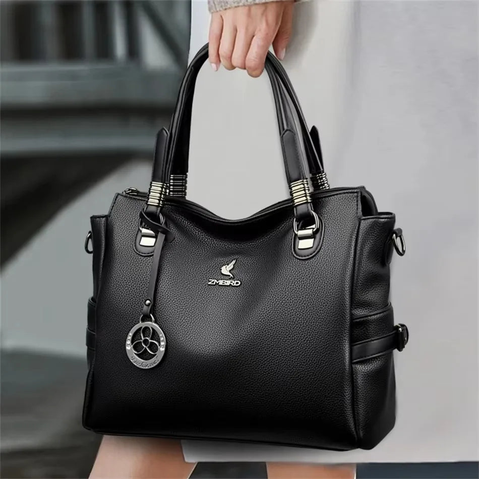 Luxury Handbag Fashion Print Large Capacity Soft Leather