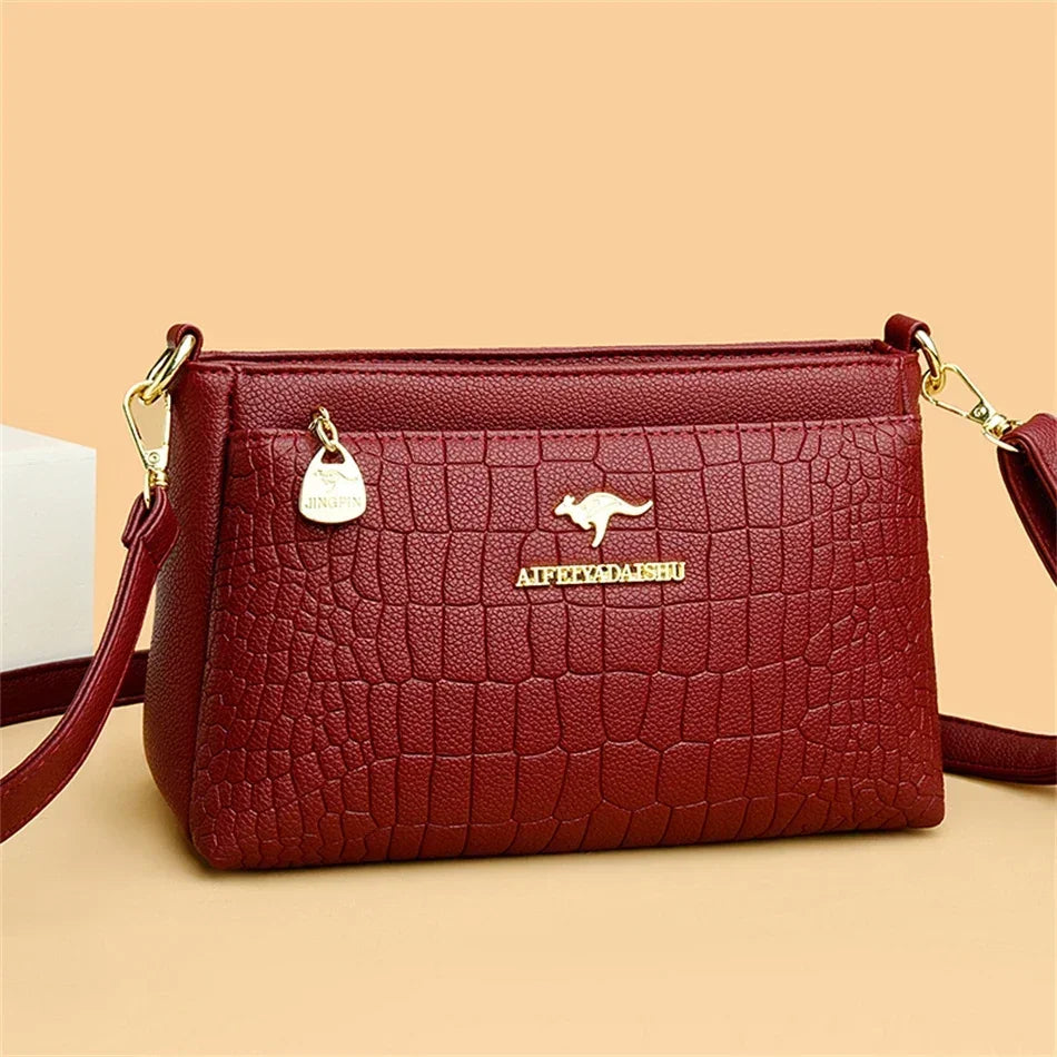 Luxury Handbag Fashion Print Large Capacity Soft Leather