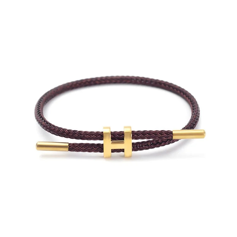 Fashionable and elegant H-buckle stainless steel rope bracelet
