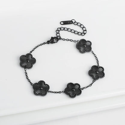 EJ  Luxury Stainless Steel Flower Chain  Bracelet