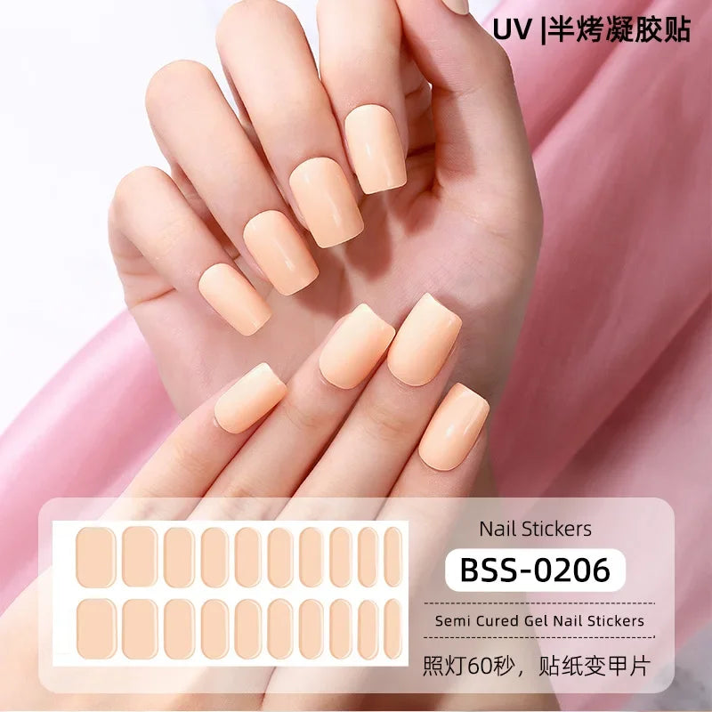 Strips Semi-cured Gel Nail Stickers Waterproof