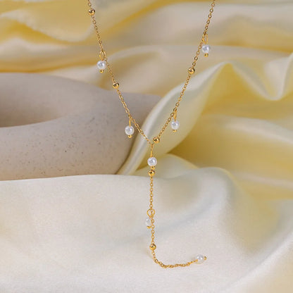 Stainless Steel Long Necklace Trendy Pig Nose Style Y Shape Drop Pendant