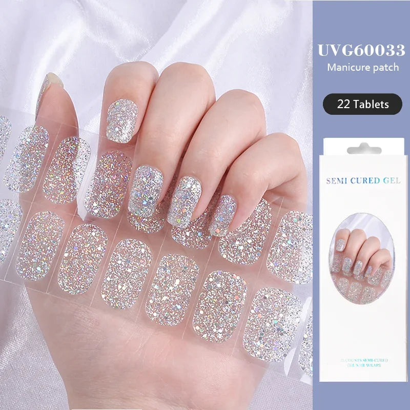 Strips Semi-cured Gel Nail Stickers Waterproof