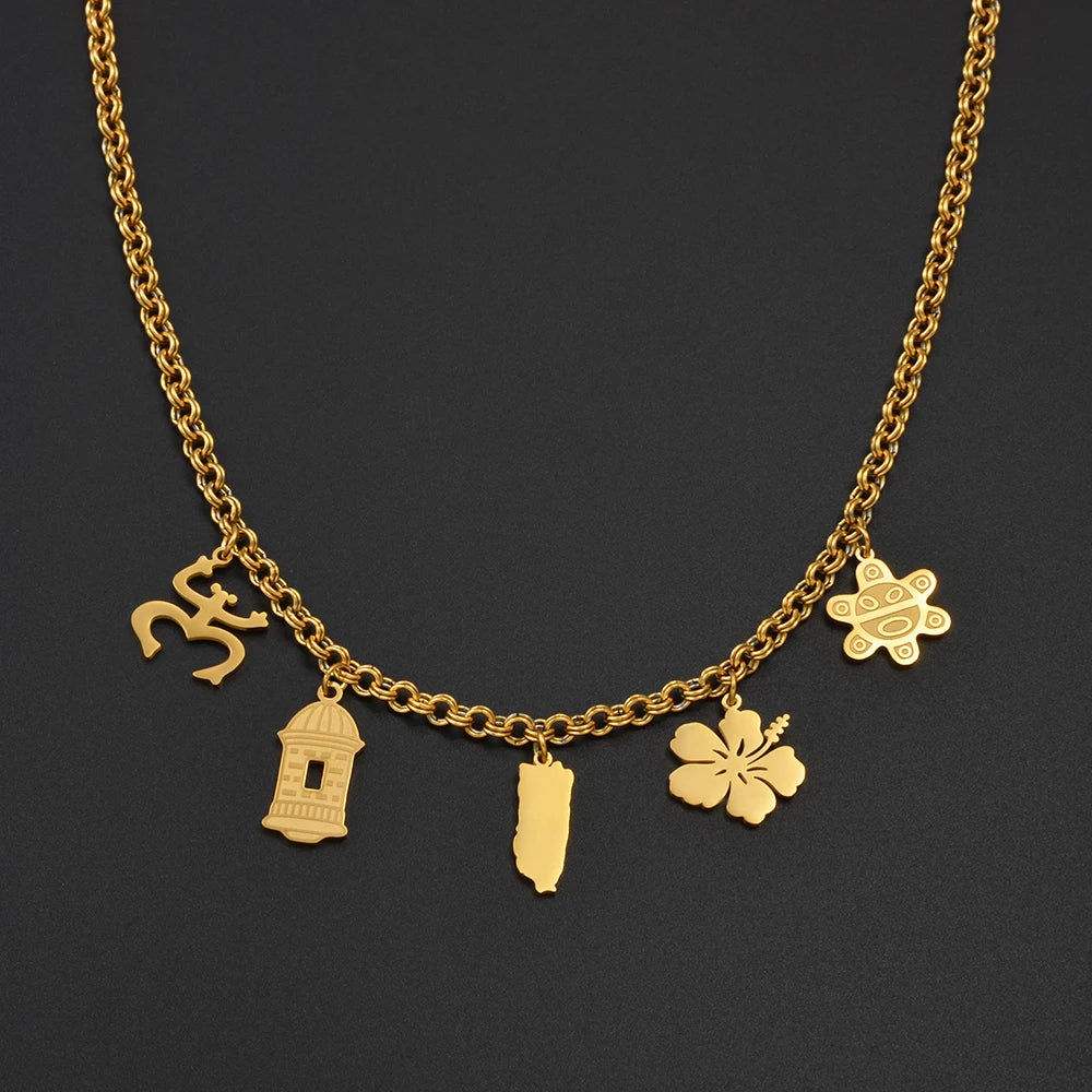 Puerto Rico  Traditional Symbol PR Hibiscus Necklaces