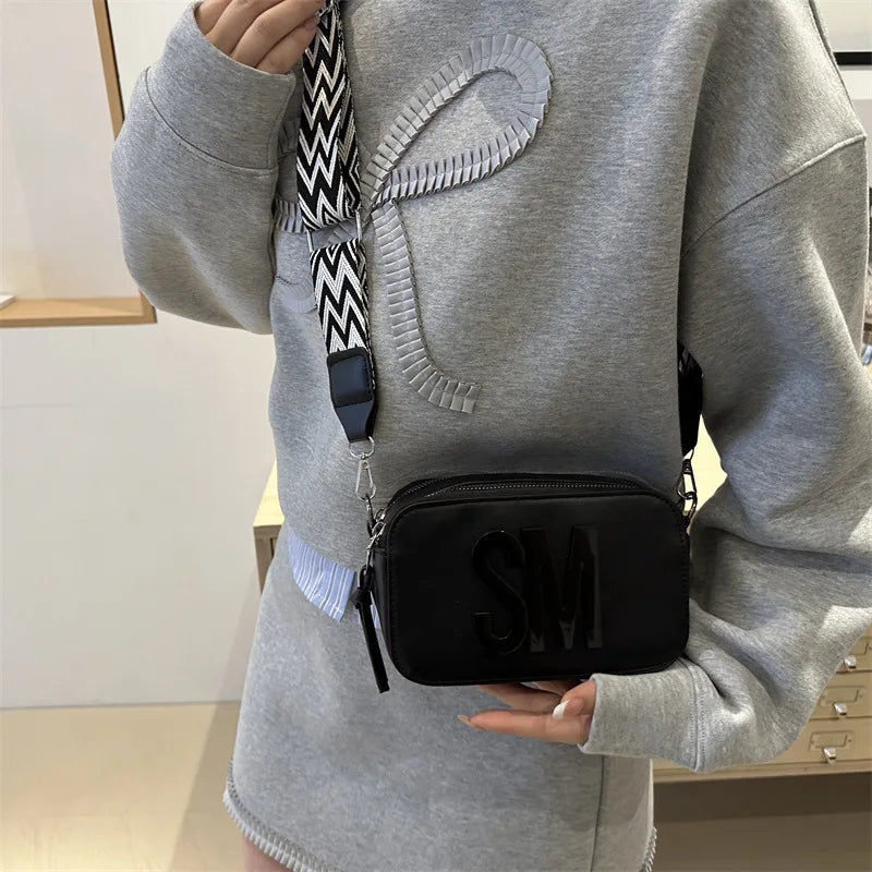 Stylish Versatile  Single Shoulder Bag, SM Letter Pu Leather