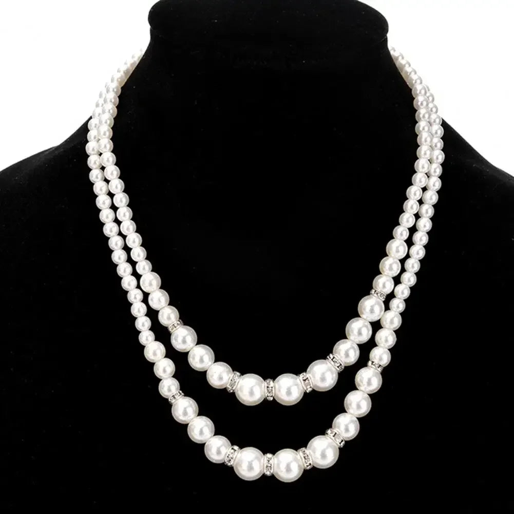 Double Layer Pearl Choker Necklace for Women