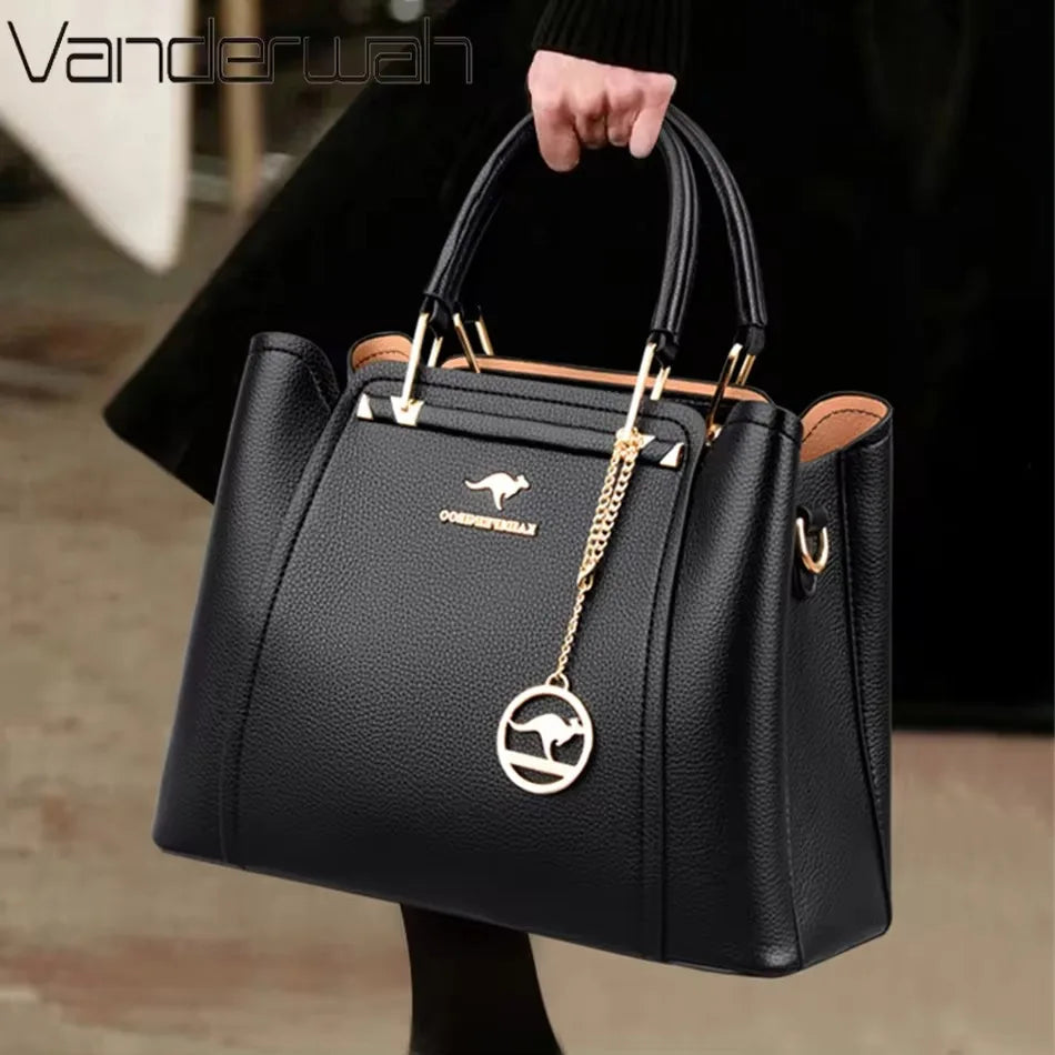 Luxury Handbag Fashion Print Large Capacity Soft Leather