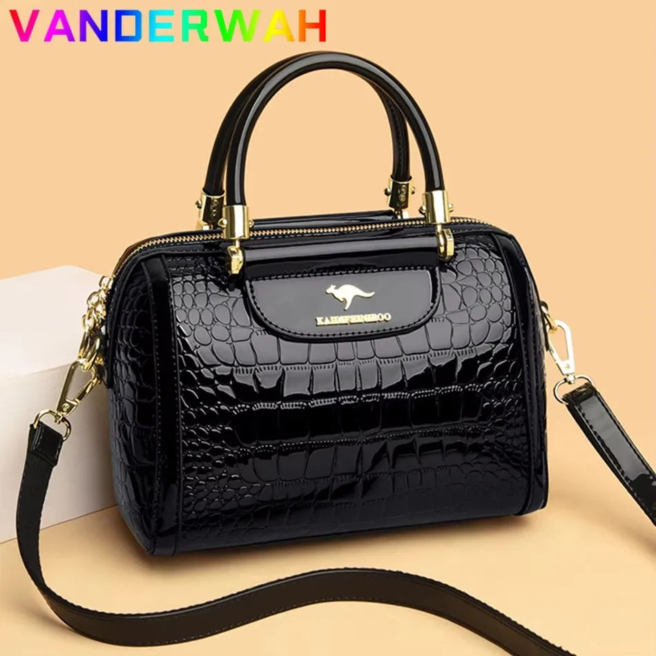 Luxury Handbag Fashion Print Large Capacity Soft Leather