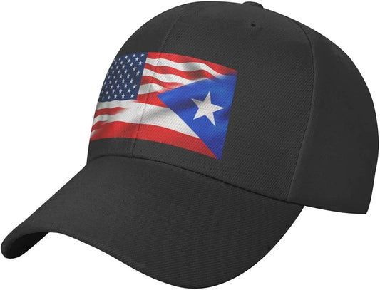 Half American Half Puerto Rico Flag Peaked Cap Unisex