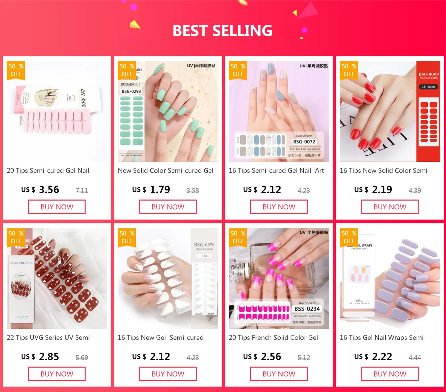 Strips Semi-cured Gel Nail Stickers Waterproof