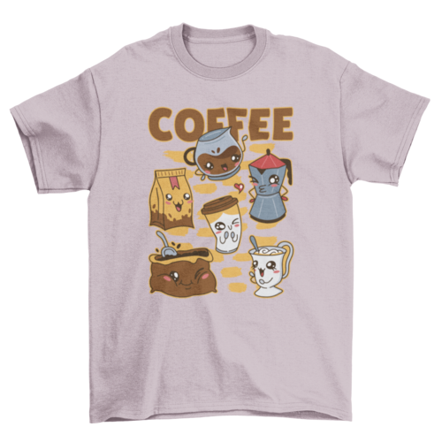 Coffee drink set kawaii t-shirt