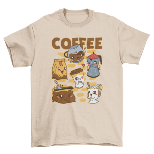 Coffee drink set kawaii t-shirt