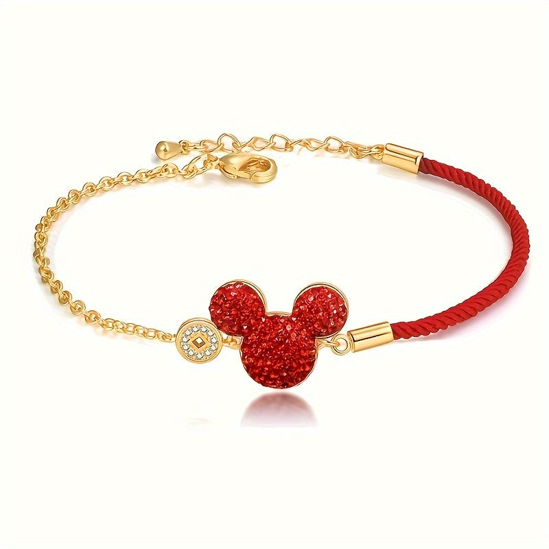 Disney Mickey Mouse Red Fashion Bracelet, Stylish and Eye-Catching, Perfect Gift for New Year, Christmas, and Birthday, Christmas Gift, Birthday Present, Stylish Accessory, Fashionable Bracelet, Durable Bracelet, Fashion Brac