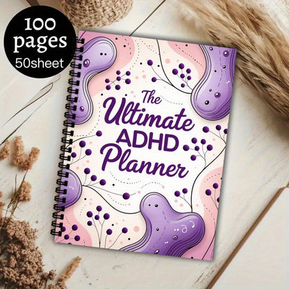 Capibala Ultimate ADHD Planner for Adults | 5.8"x8.1" Weekly & Monthly Organizer with Time Management, Financial Tracking, Self-Care & Mental Health Sections, 50 Sheets (100 Pages) Thick Paper, Minimal