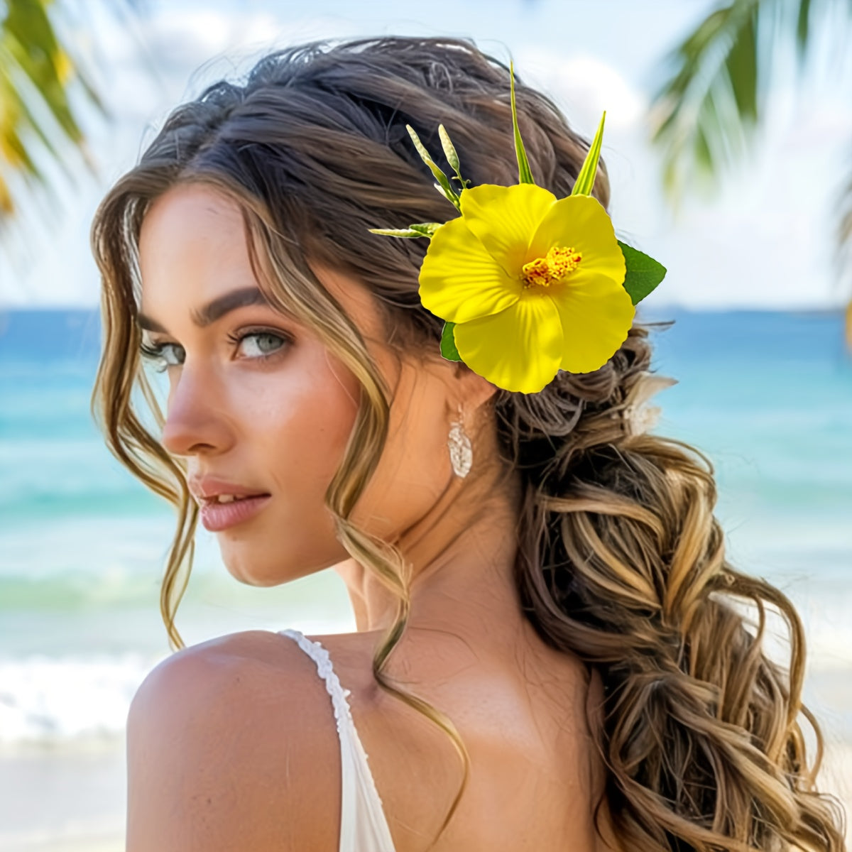 New Style Artificial Flower Long Hair Comb Hair Accessory