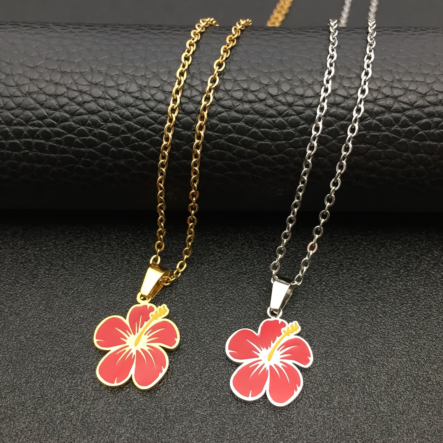 Stainless Steel MAGA Flower Pendant Chain Necklace