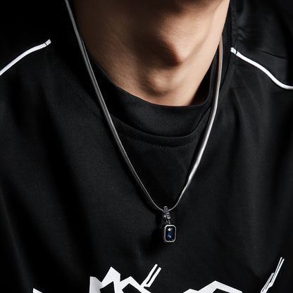 Blue pendant necklace with snake chain