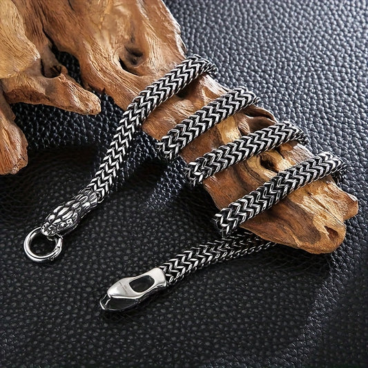 Stainless Steel Men's Necklace with  Vintage Retro Chain