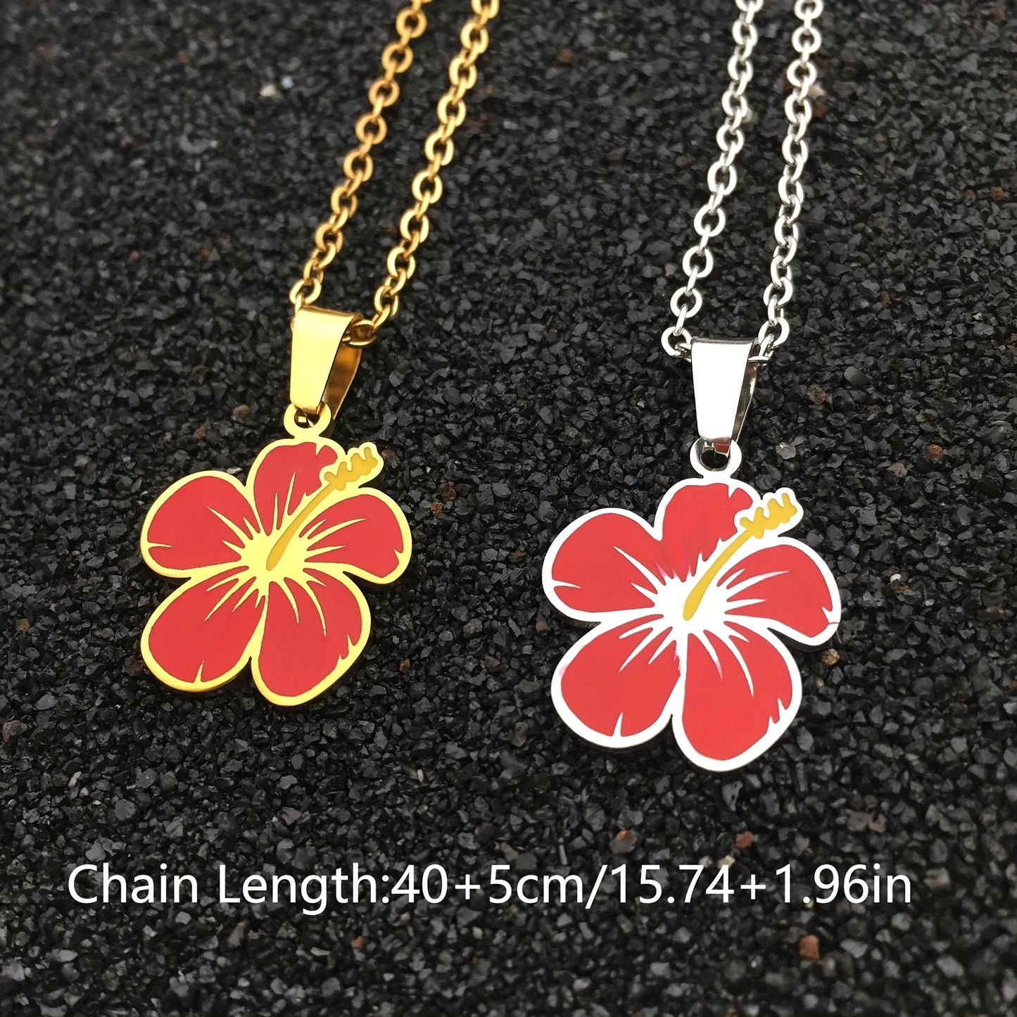 Stainless Steel MAGA Flower Pendant Chain Necklace