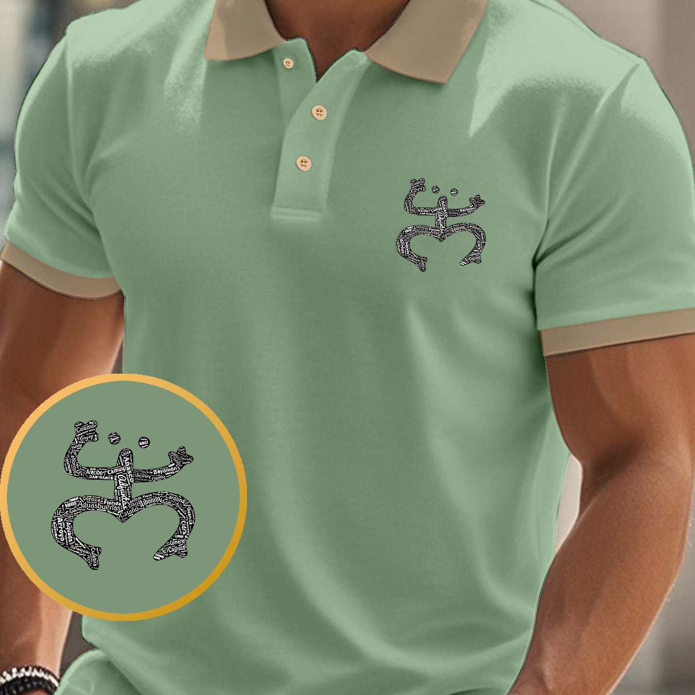 Men'S Polo Shirt with Puerto Rico Graphic
