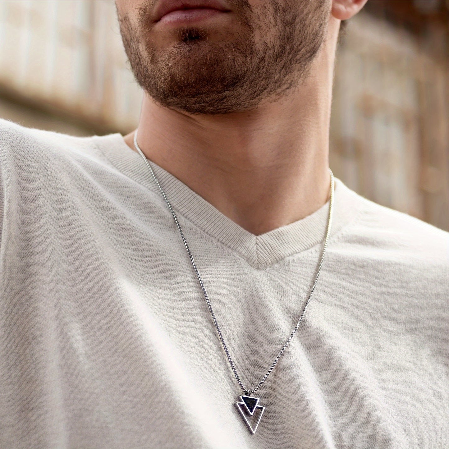 Double Layer Triangle Pendant Necklace