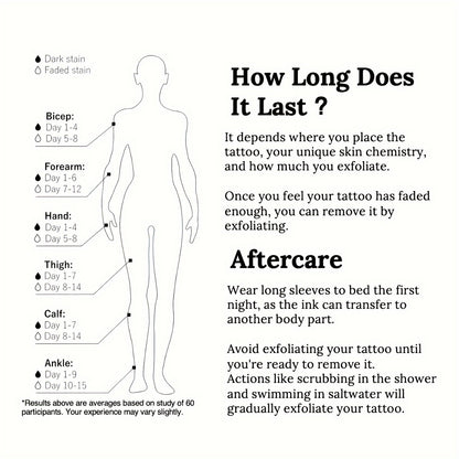 InkDance Flower Semi-permanent Tattoo Stickers - Waterproof and Long-lasting Realistic