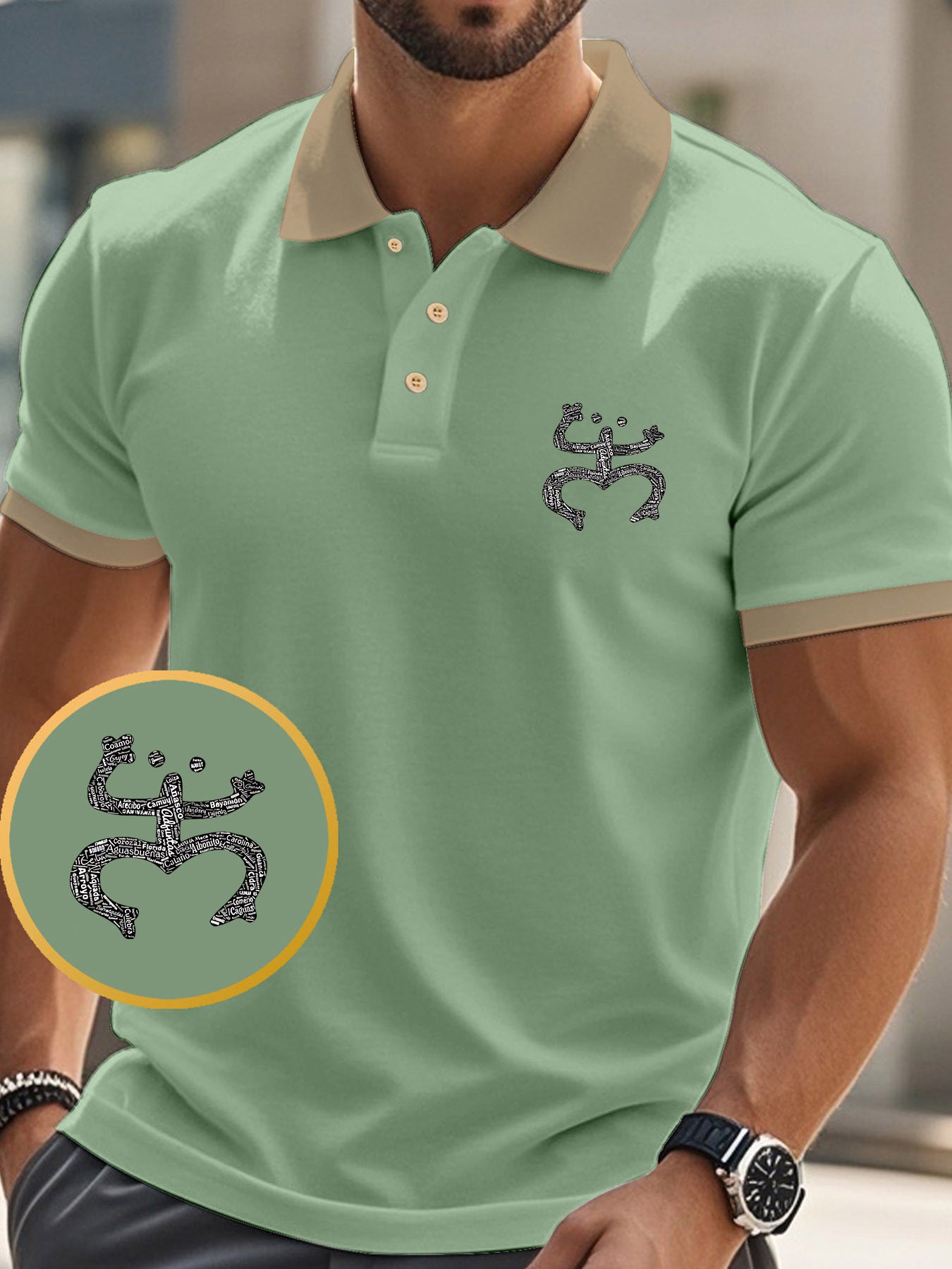 Men'S Polo Shirt with Puerto Rico Graphic