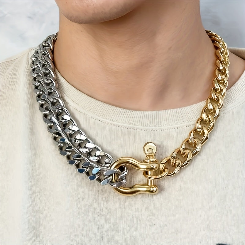 Stainless Steel  Golden Silvery Multi-Layer  Necklace