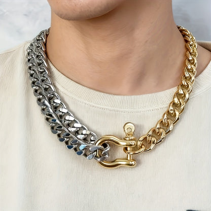 Stainless Steel  Golden Silvery Multi-Layer  Necklace